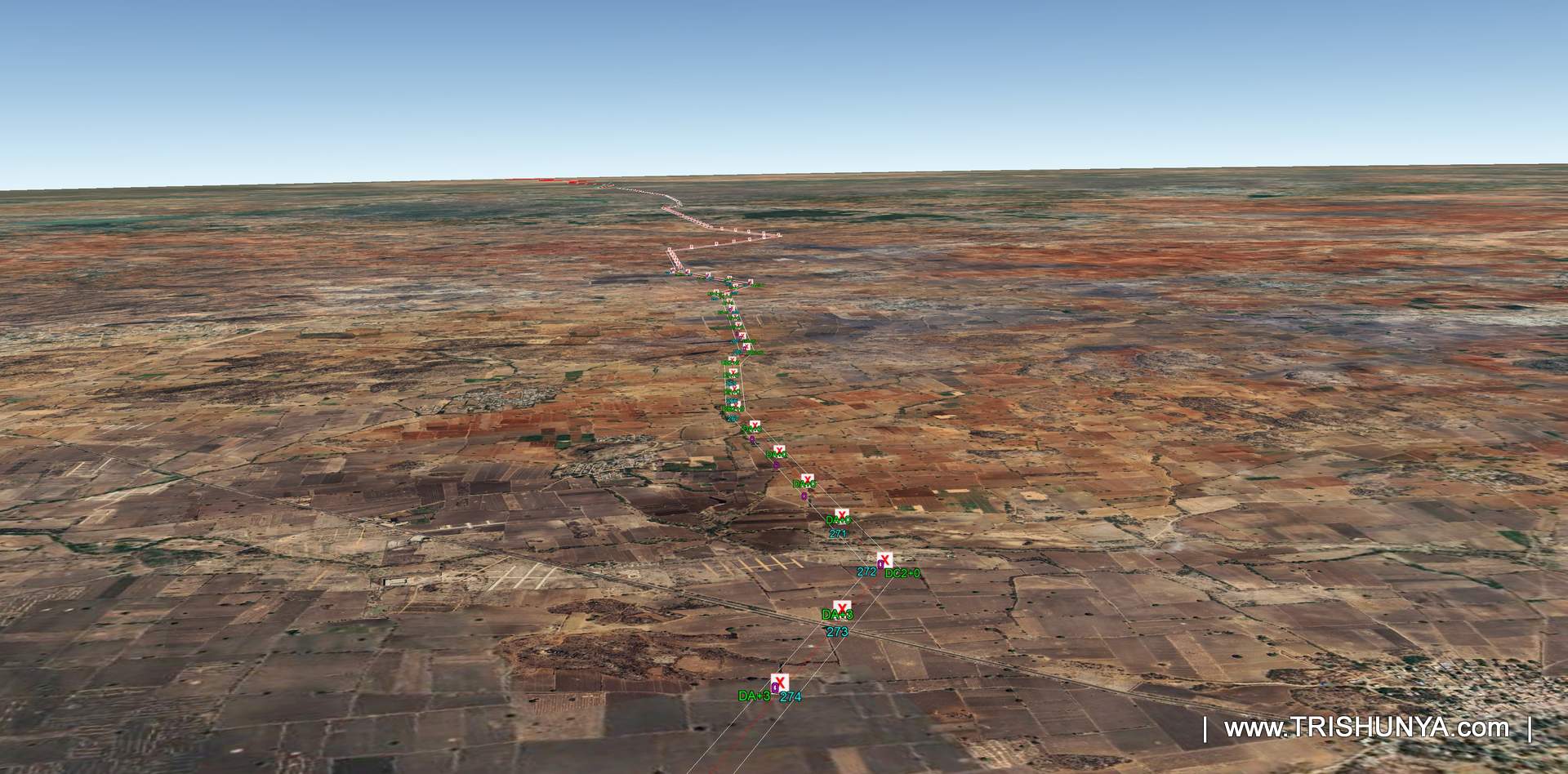 Screenshot of transmission line corridor route used for planning tree enumeration survey coverage