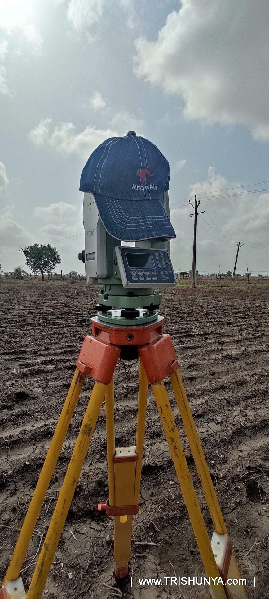 Total Station covered with a protective cap during a field survey break