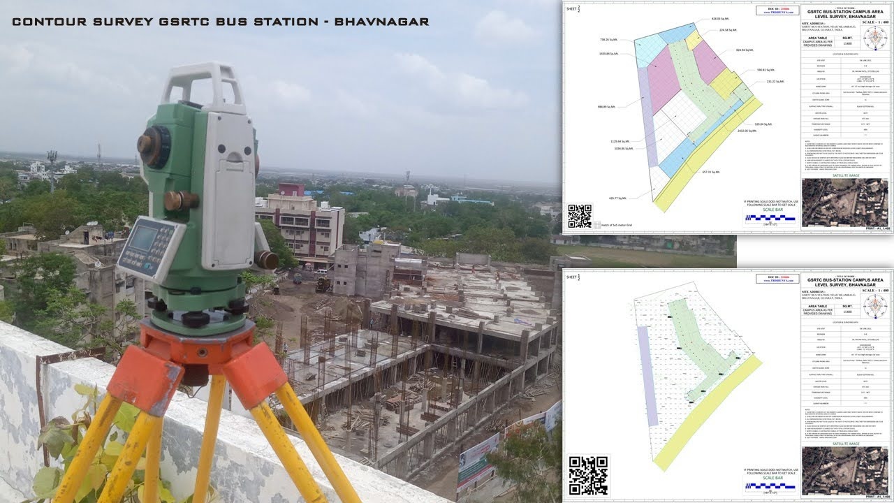 Sample contour drawing of a bus stand campus prepared from survey data