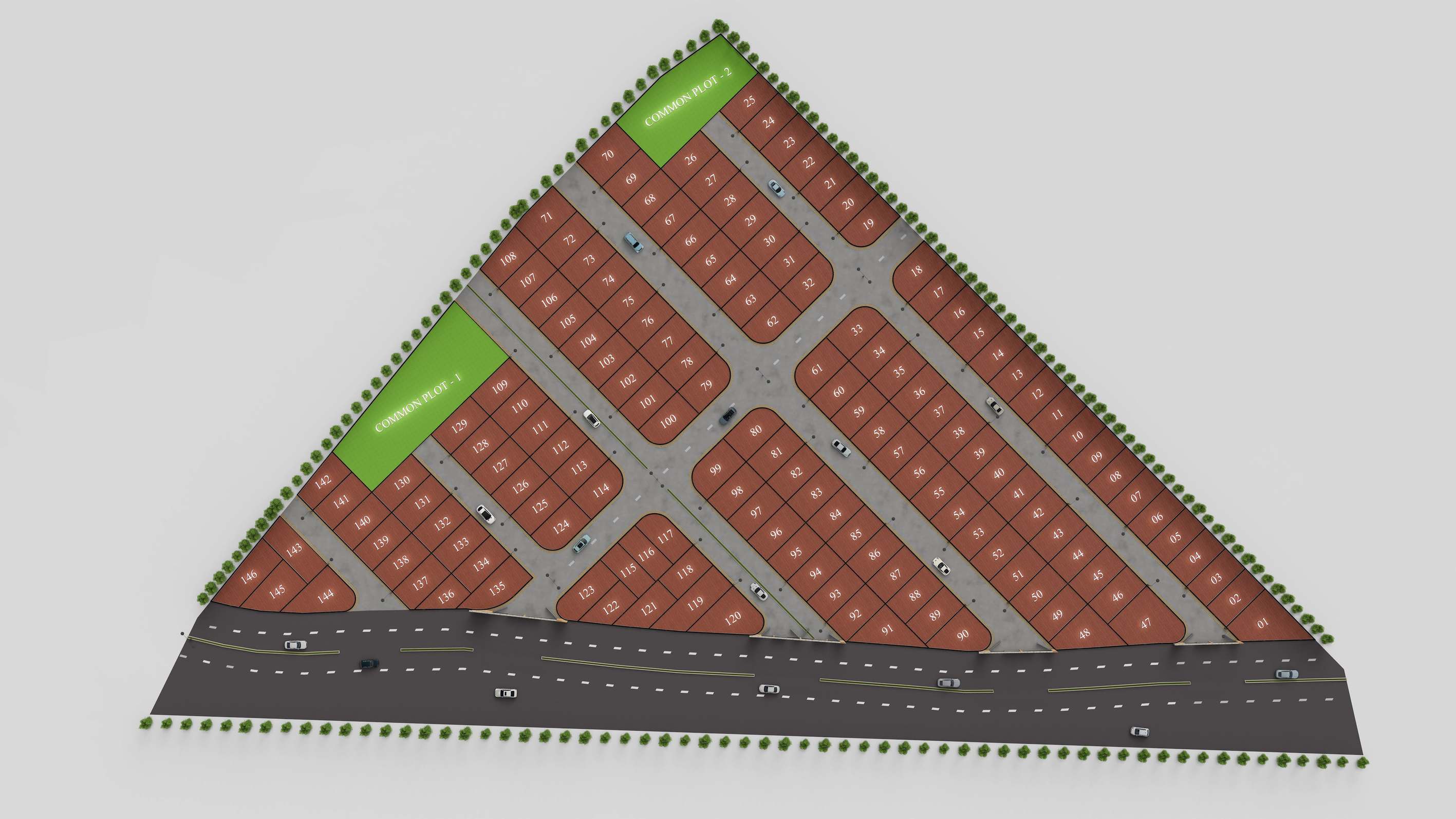 Sample 3D model of a residential society plotting layout