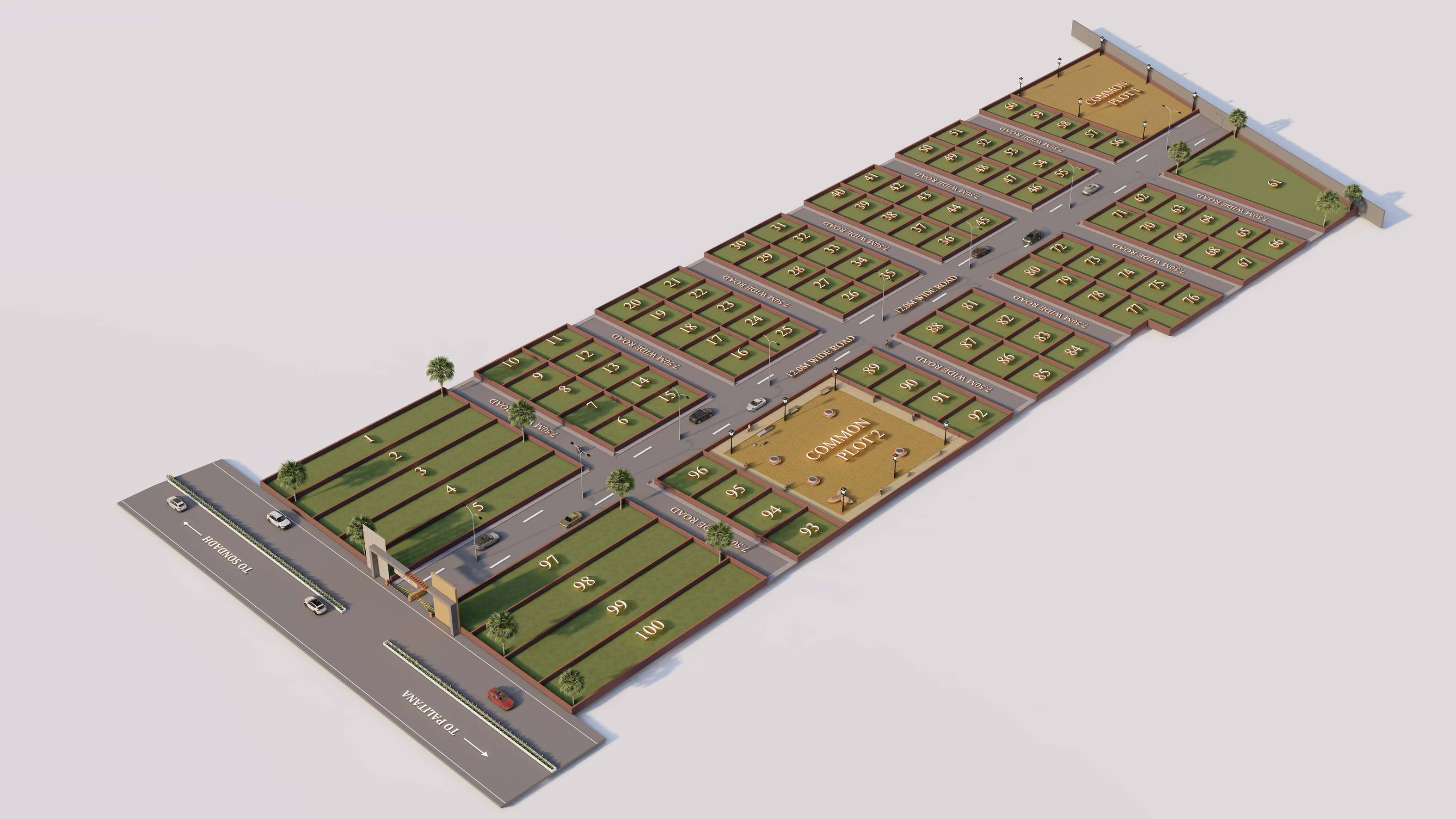 Second sample 3D model of a residential society plotting layout