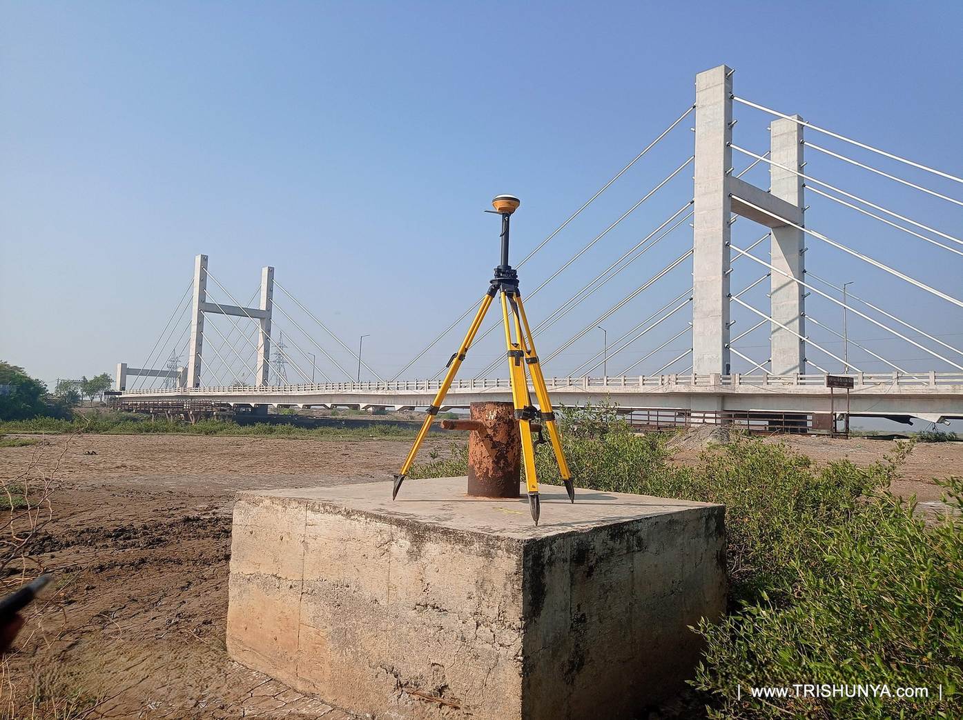 Third view of DGPS device in use during topographic survey field work