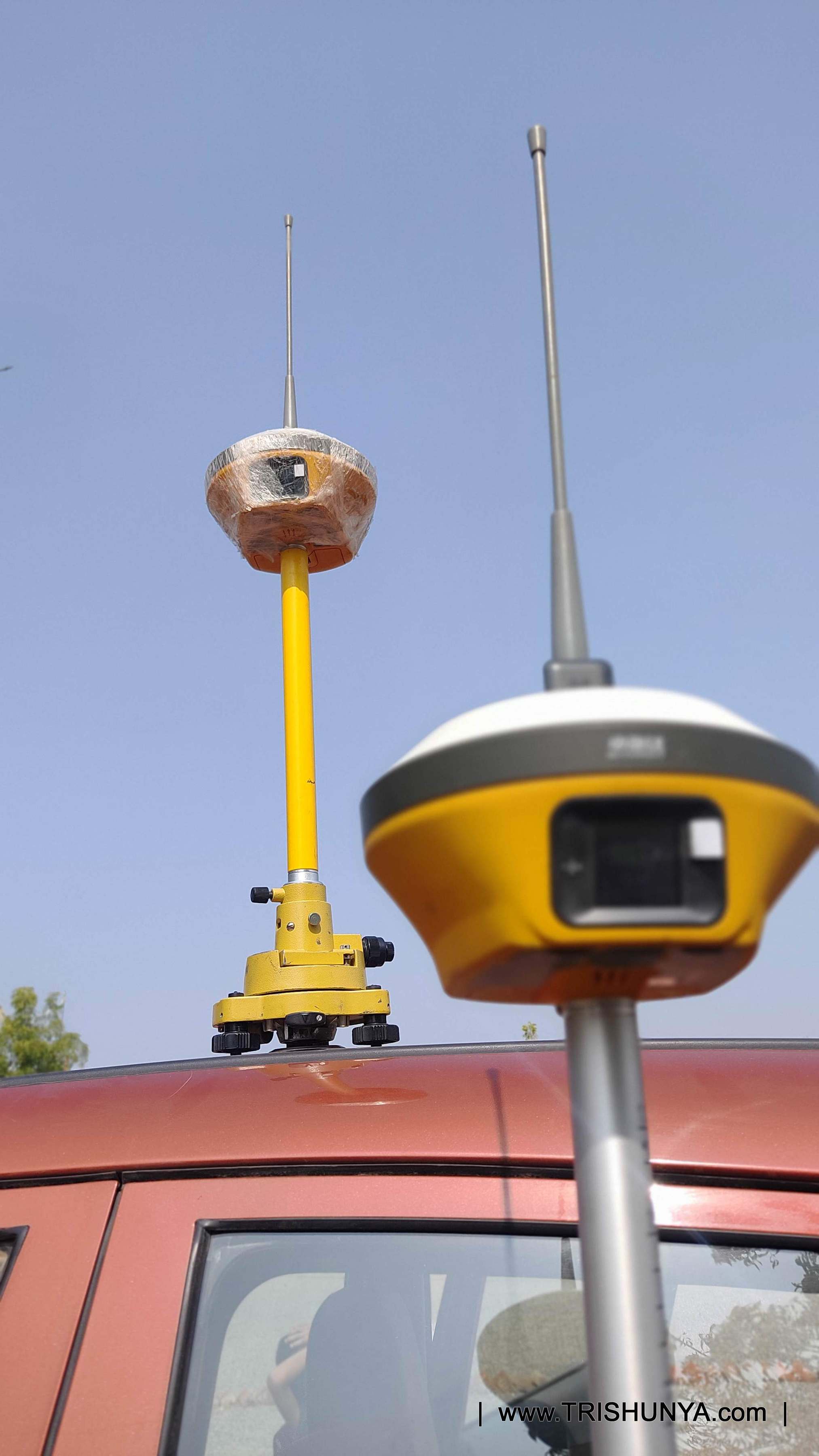 Second view of DGPS rover and base station set used for topographic survey