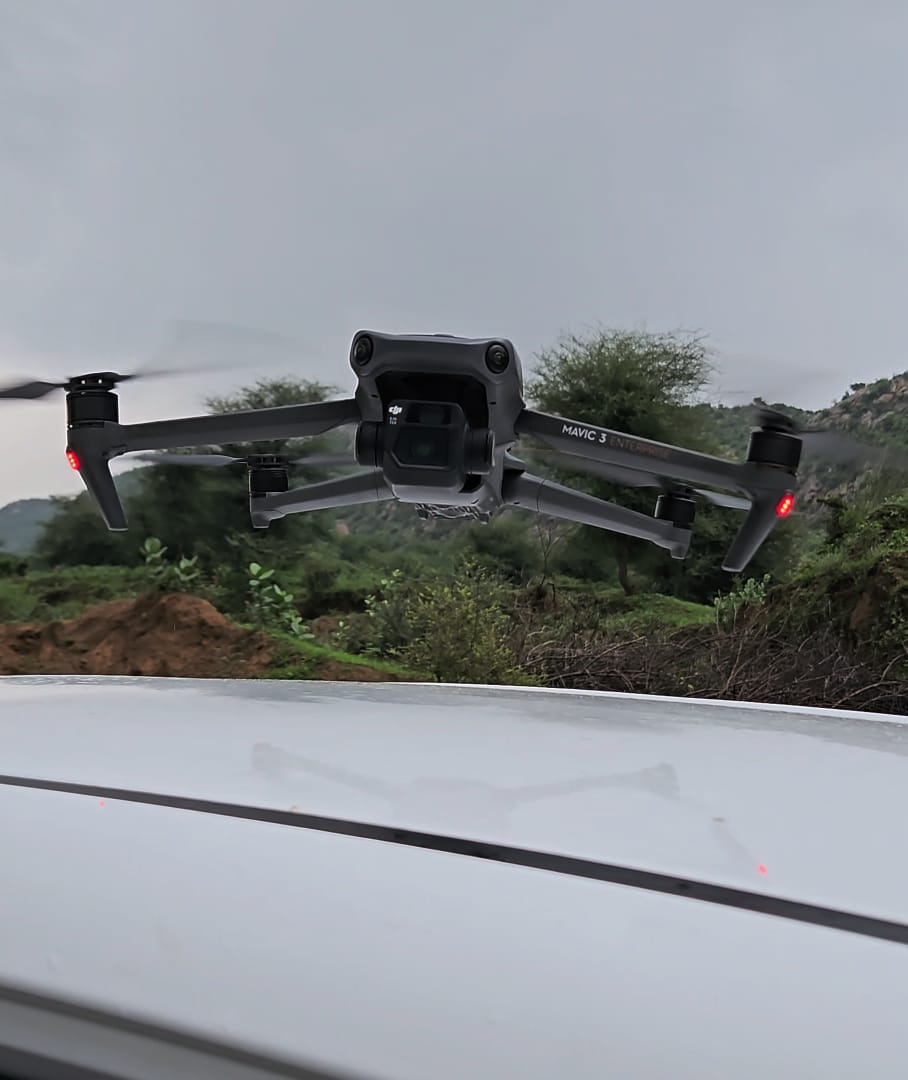 Close up image of a survey drone