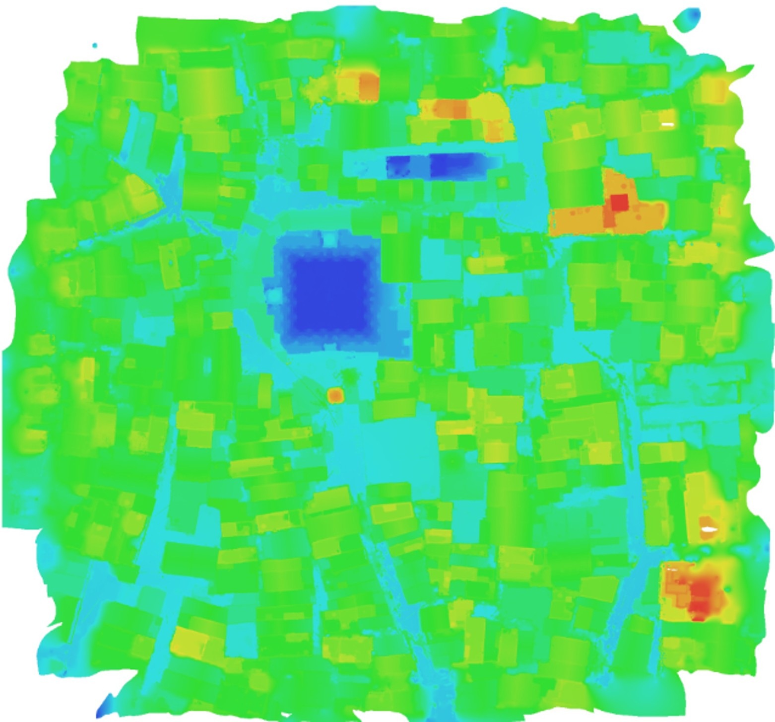 Digital Surface Model of a heritage site with color coded height contour