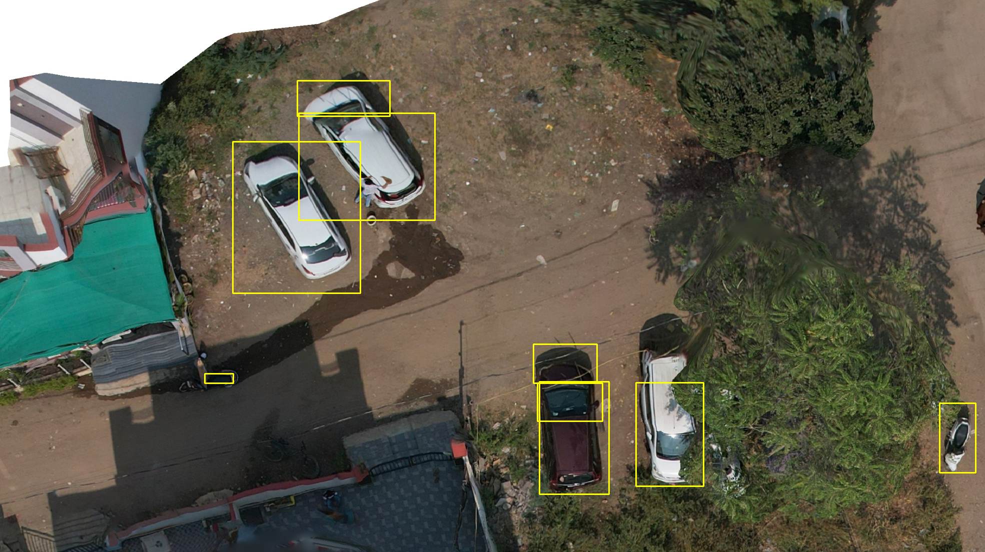 Vehicle detection results shown on an orthomosaic image