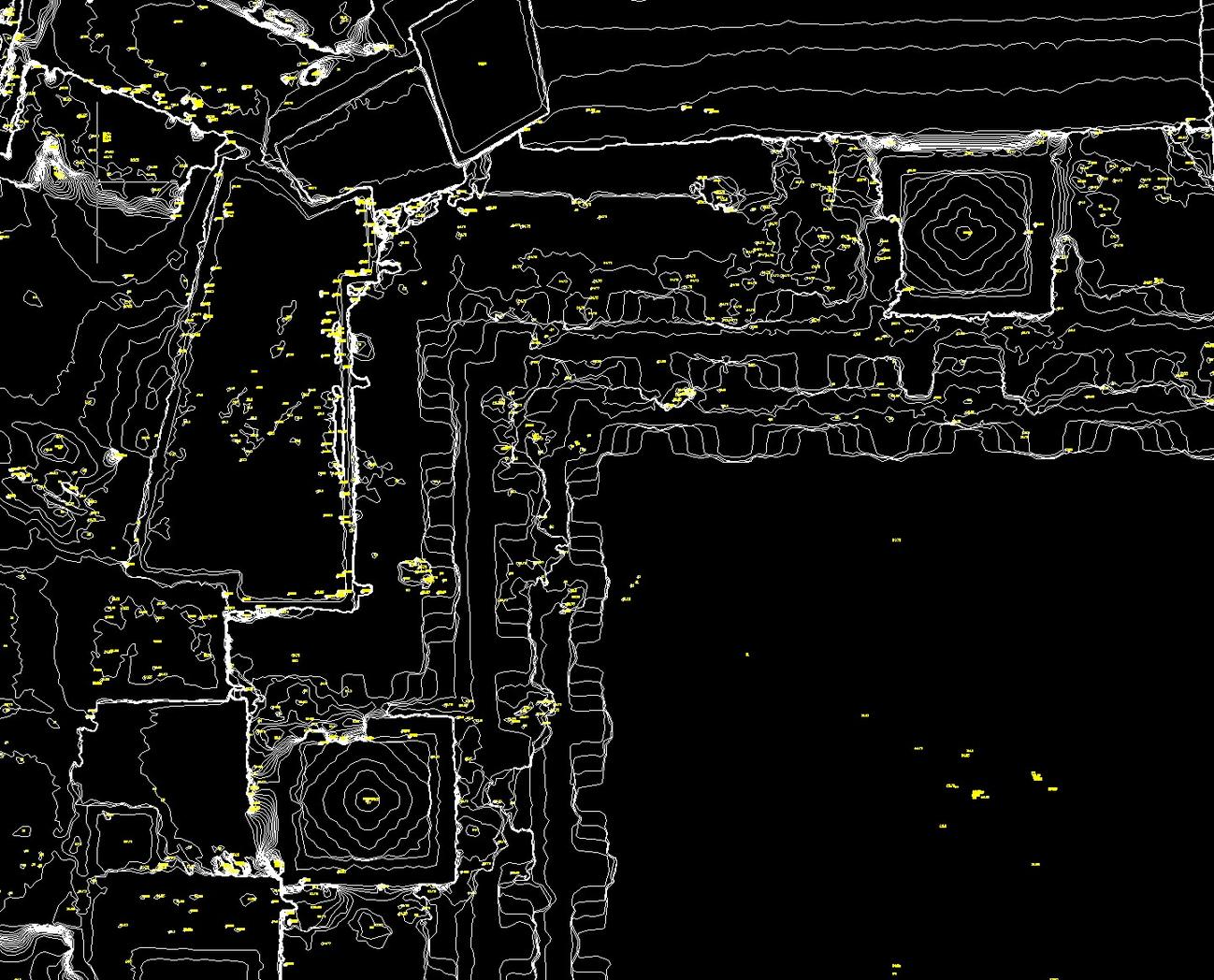 Contour data created over a Digital Surface Model showing a step well