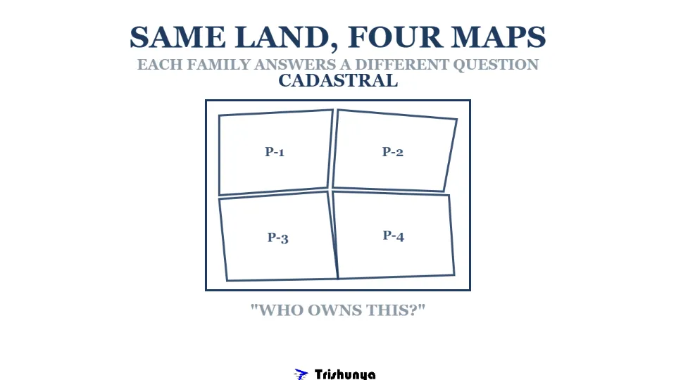 Cadastral, Topographic, Thematic: The Four Map Families