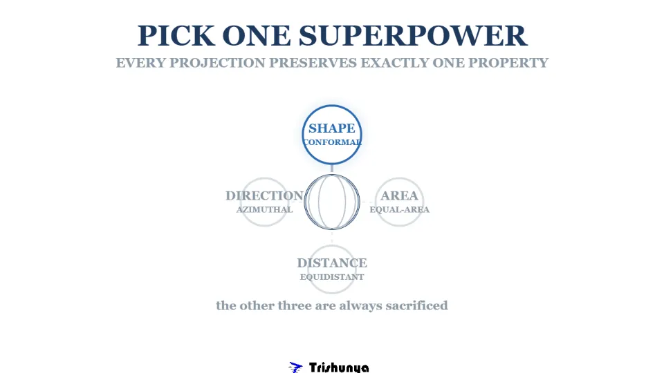Conformal, Equal-Area, Equidistant: Pick Your Projection's Superpower
