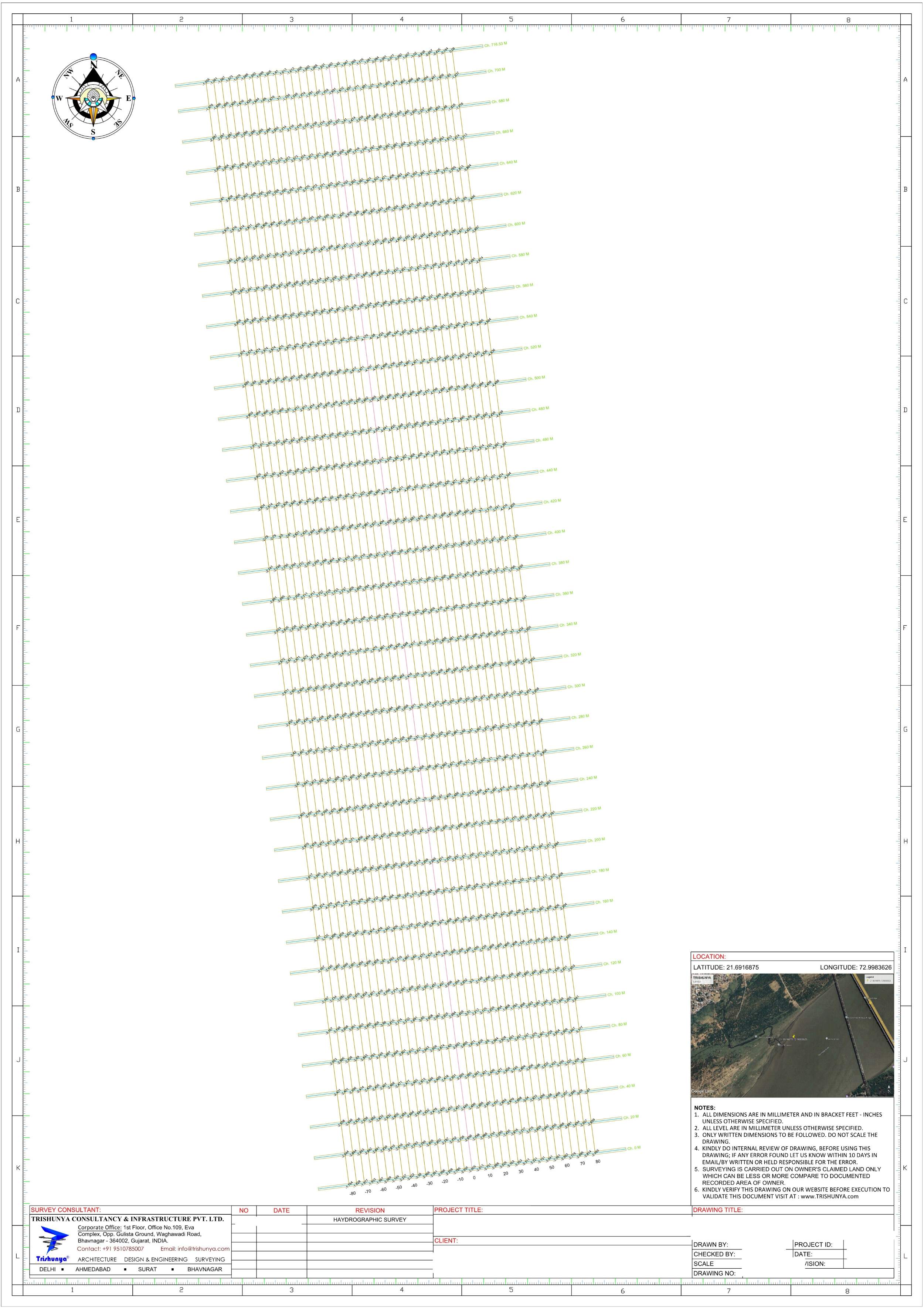 Bathymetric depth contour map of reservoir from underwater survey